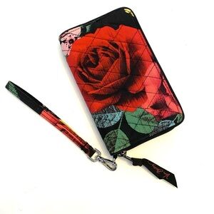 Vera Bradley Grab & Go Wristlet-Cotton-Havana Rose/Dots Interior